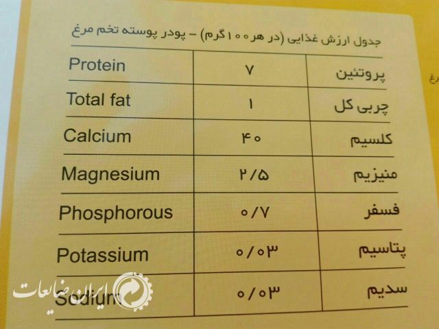 فروش پودر پوسته تخم مرغ
